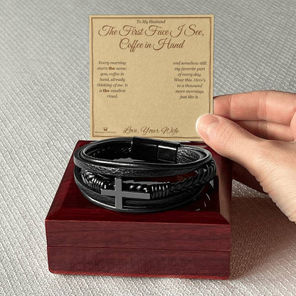 Personalized Men's Cross Bracelet for husband