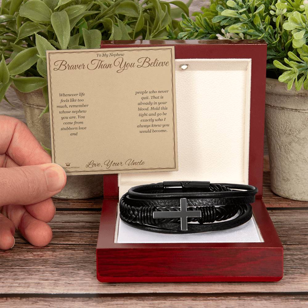 Personalized Men's Cross Bracelet for nephew
