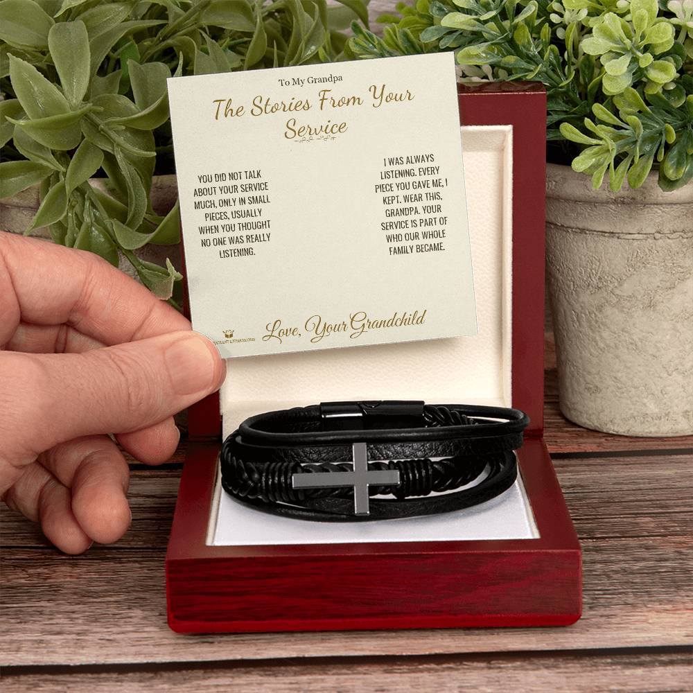 Personalized Men's Cross Bracelet for grandfather