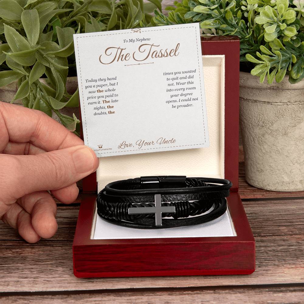Personalized Men's Cross Bracelet for nephew