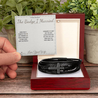 Men's Cross Bracelet gift for husband from Wife