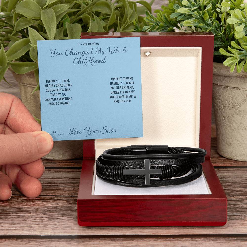 Men's Cross Bracelet gift for brother from Sister