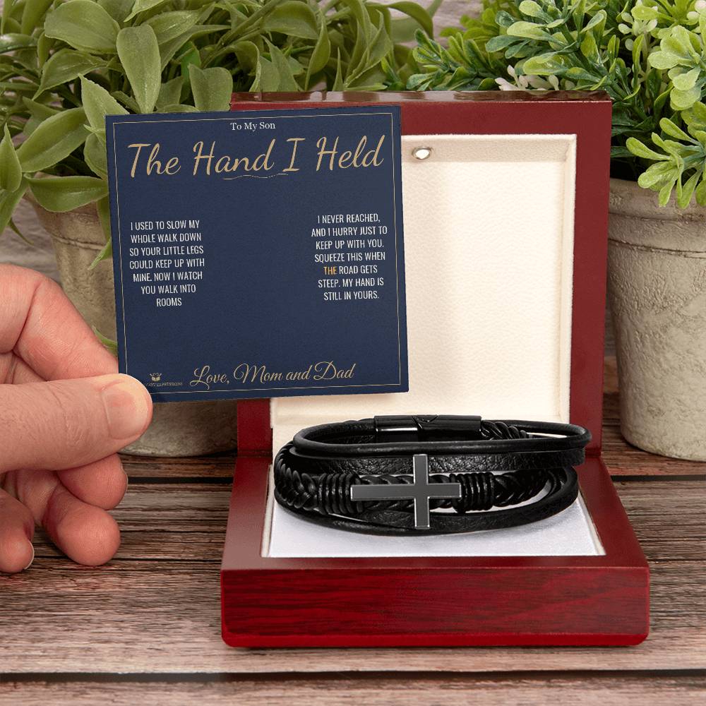 Men's Cross Bracelet gift for son from Dad