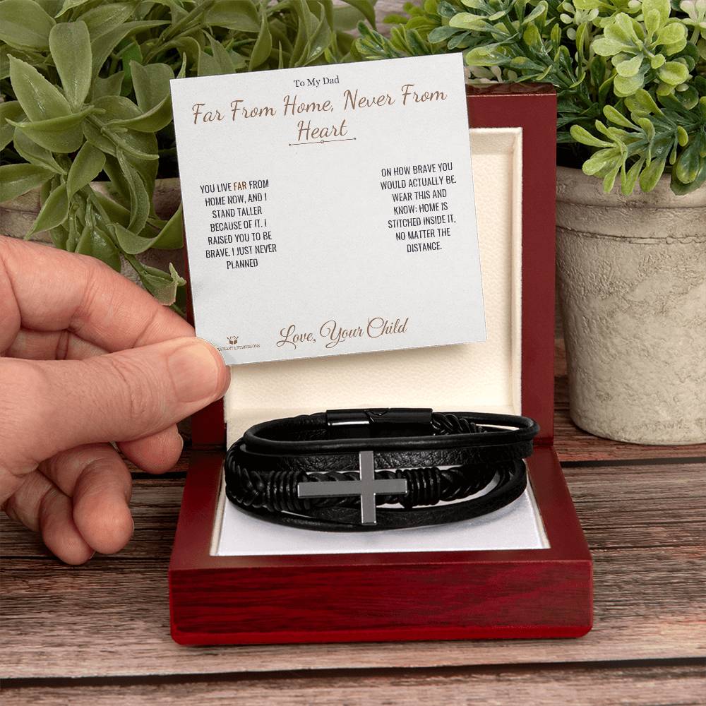 Engraved Men's Cross Bracelet with message for dad