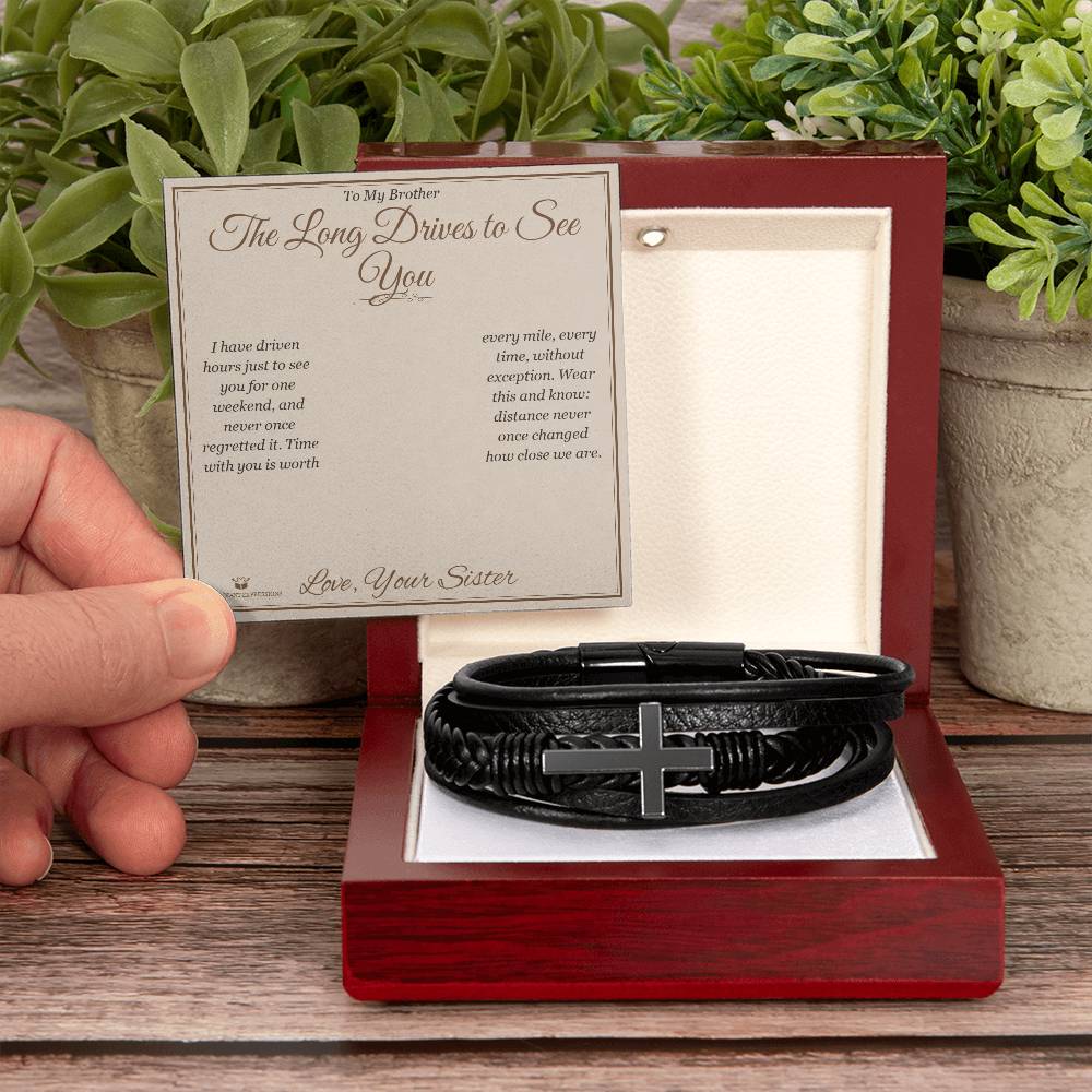 Men's Cross Bracelet gift for brother from Sister