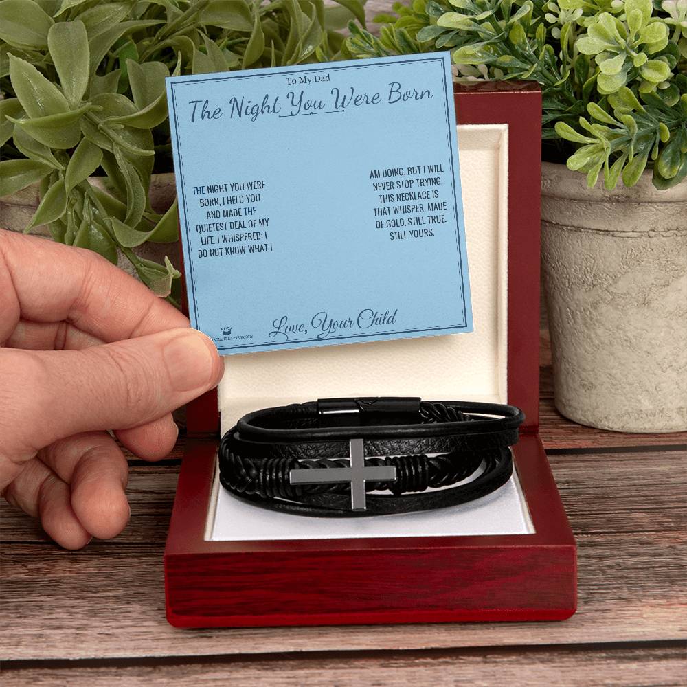 Engraved Men's Cross Bracelet with message for dad