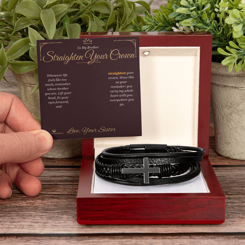 Men's Cross Bracelet gift for brother from Sister