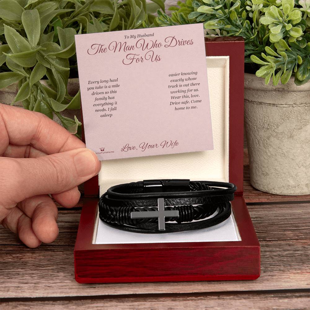 Men's Cross Bracelet gift for husband from Wife