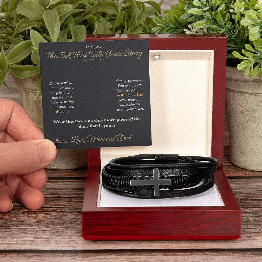Men's Cross Bracelet gift for son from Dad