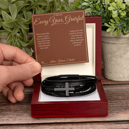 Engraved Men's Cross Bracelet with message for dad