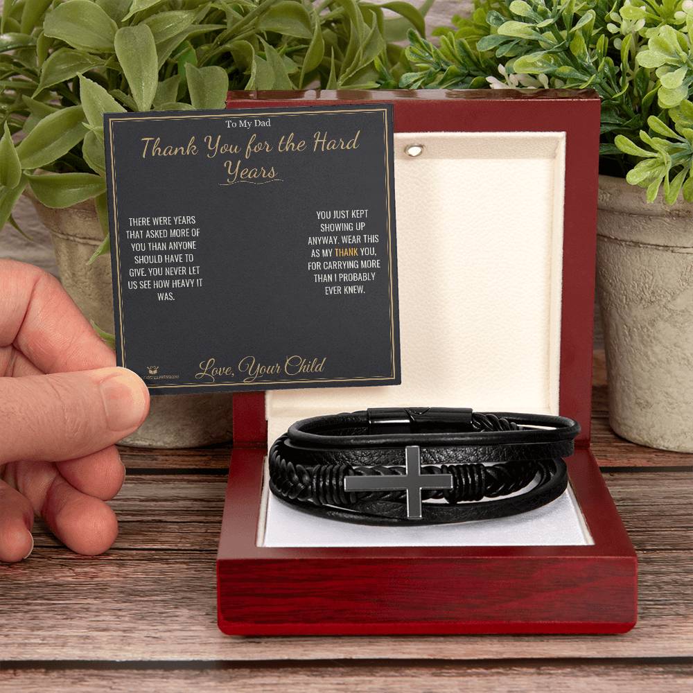Engraved Men's Cross Bracelet with message for dad