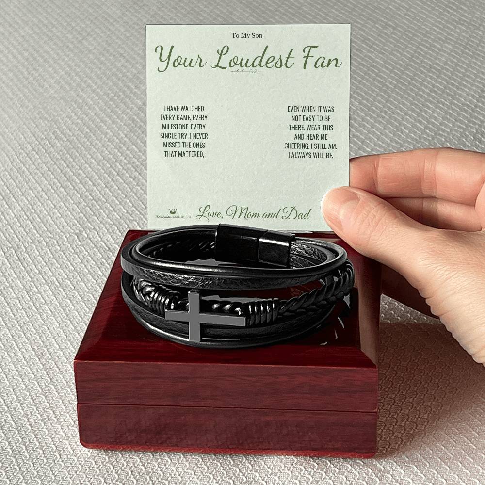 Personalized Men's Cross Bracelet for son