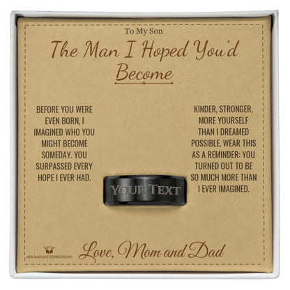Engraved Men's Ring - a keepsake son will treasure