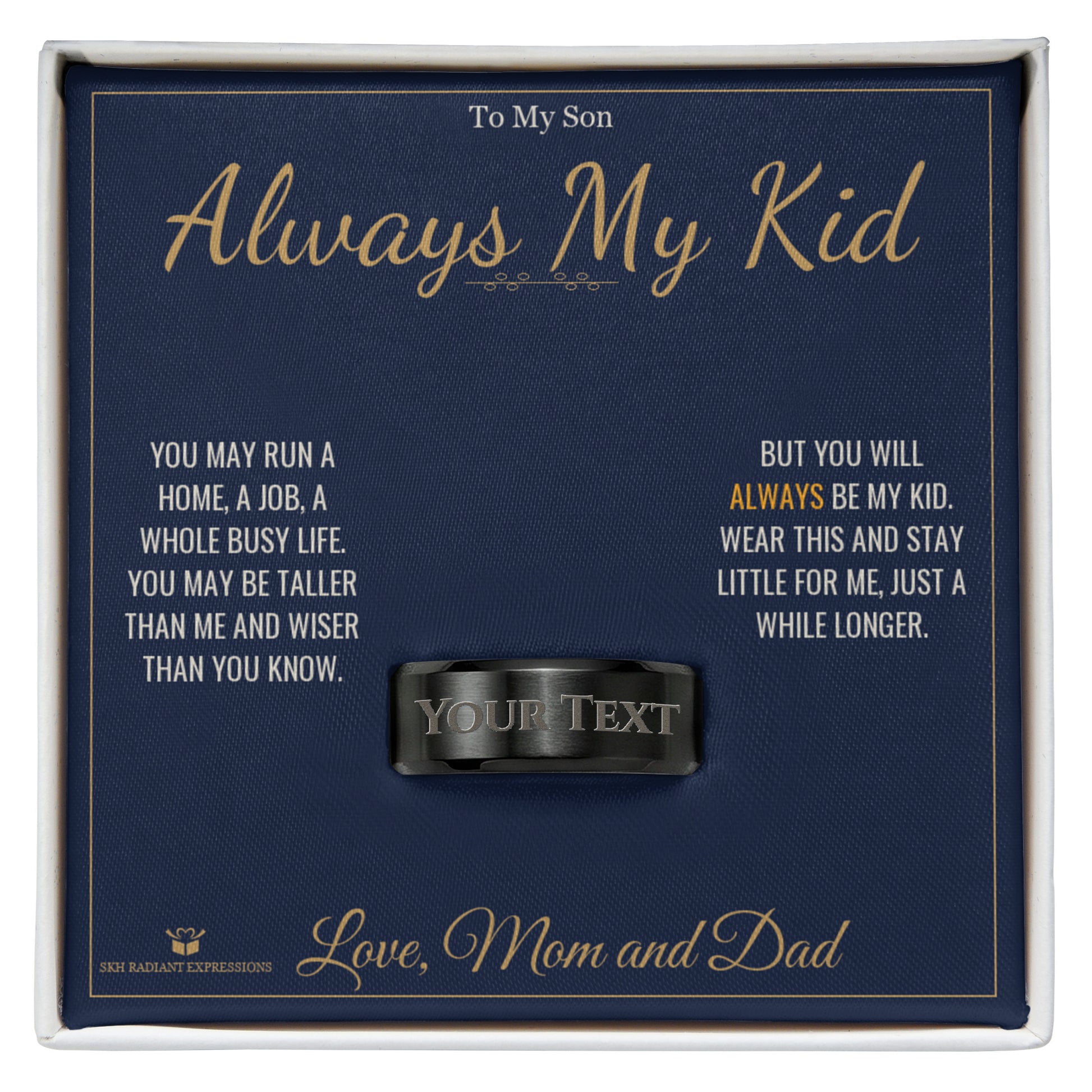 Engraved Engraved Men's Ring with message for son