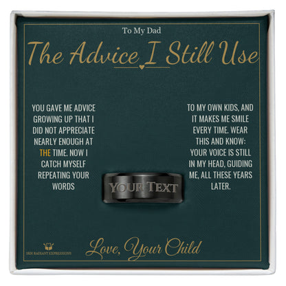 The Advice I Still Use - a real story behind this engraved men's ring