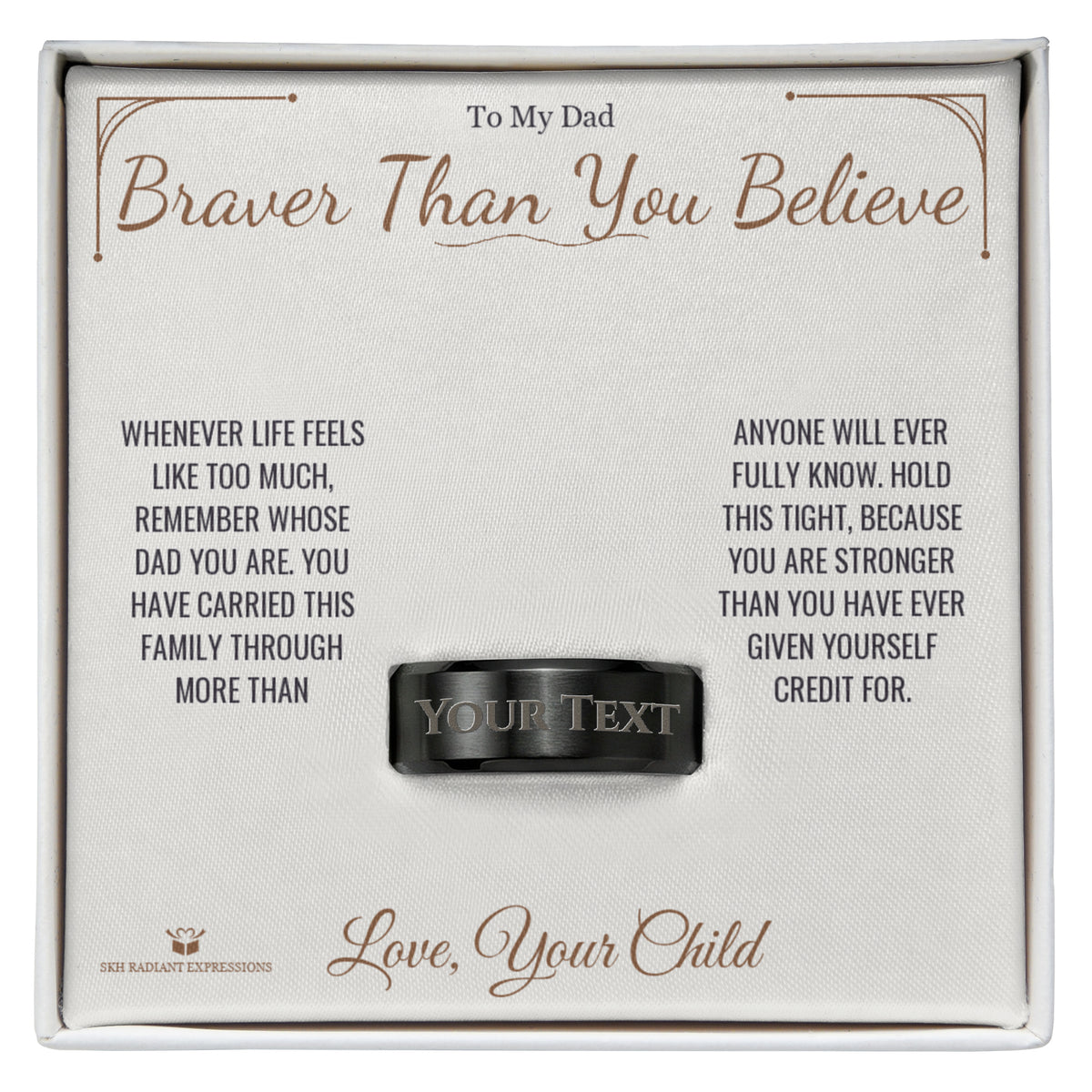 Detail shot - engraved men's ring engraving for dad