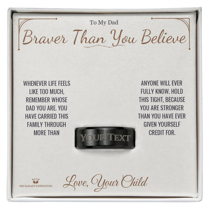 Detail shot - engraved men's ring engraving for dad