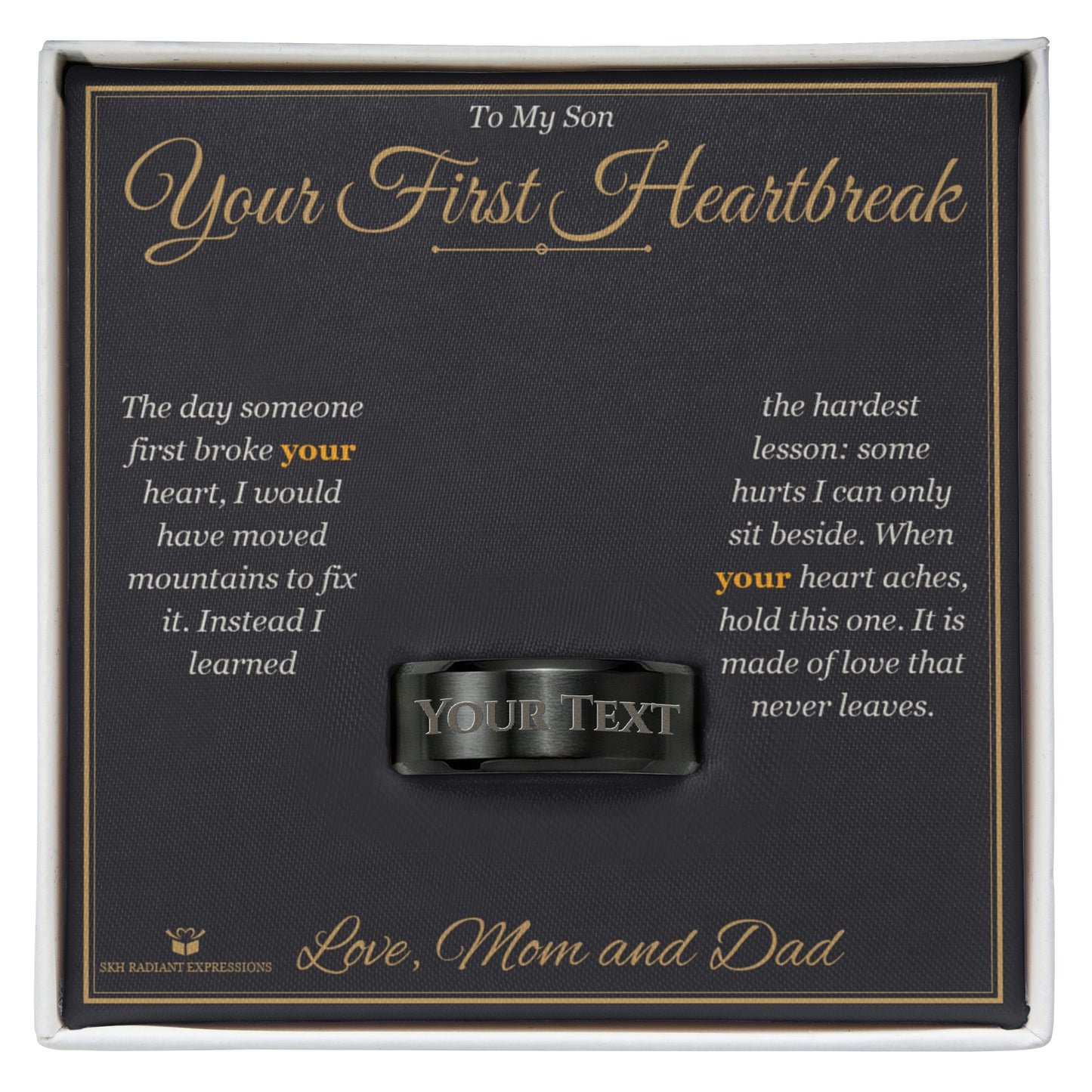 Custom name-personalized engraved men's ring gift for son