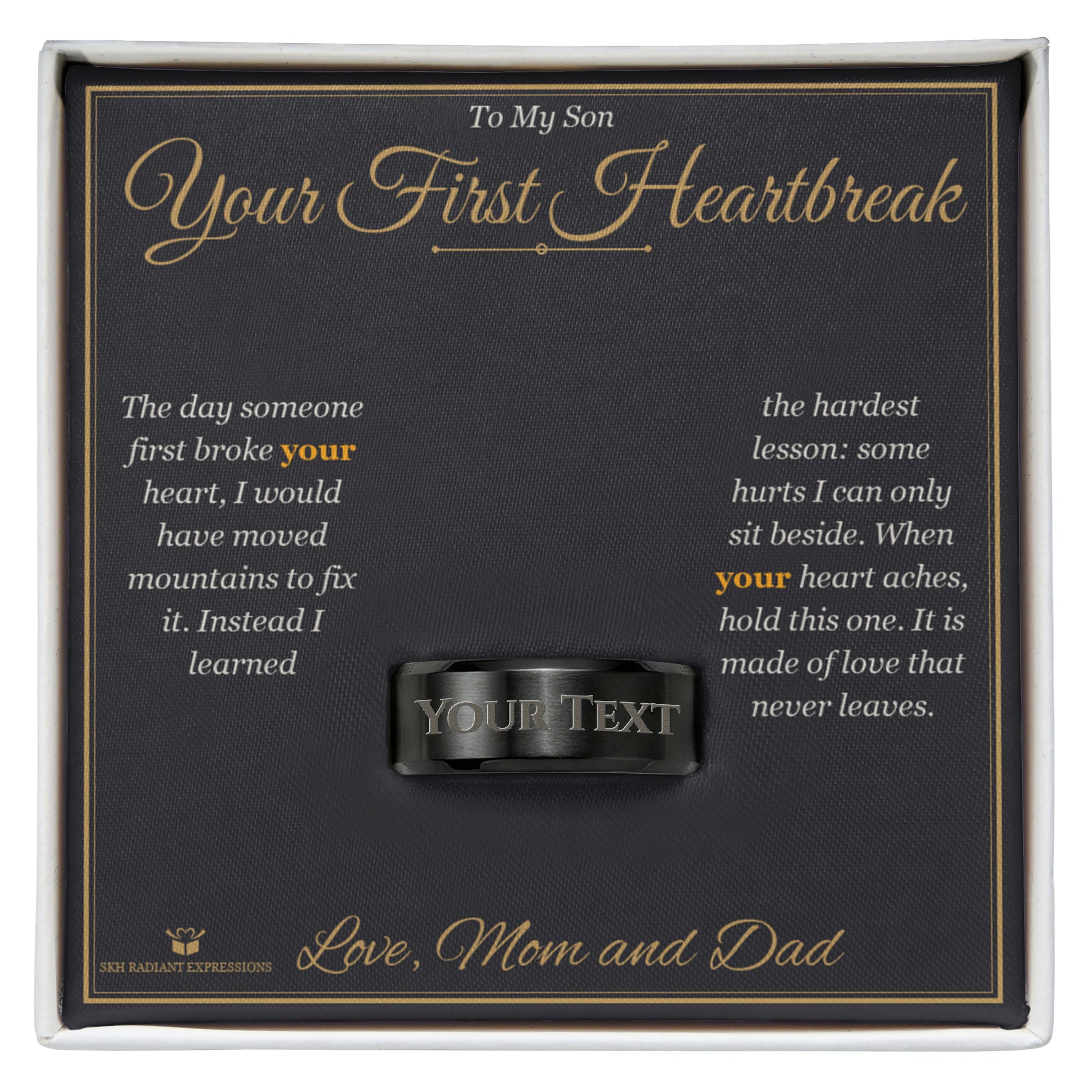 Custom name-personalized engraved men's ring gift for son