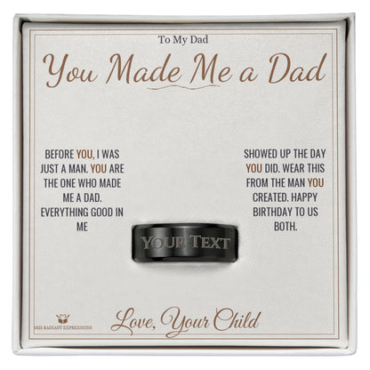 Engraved Men's Ring gift box, ready to give to dad