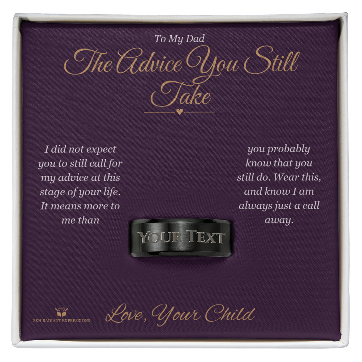 Engraved Men's Ring gift box, ready to give to dad
