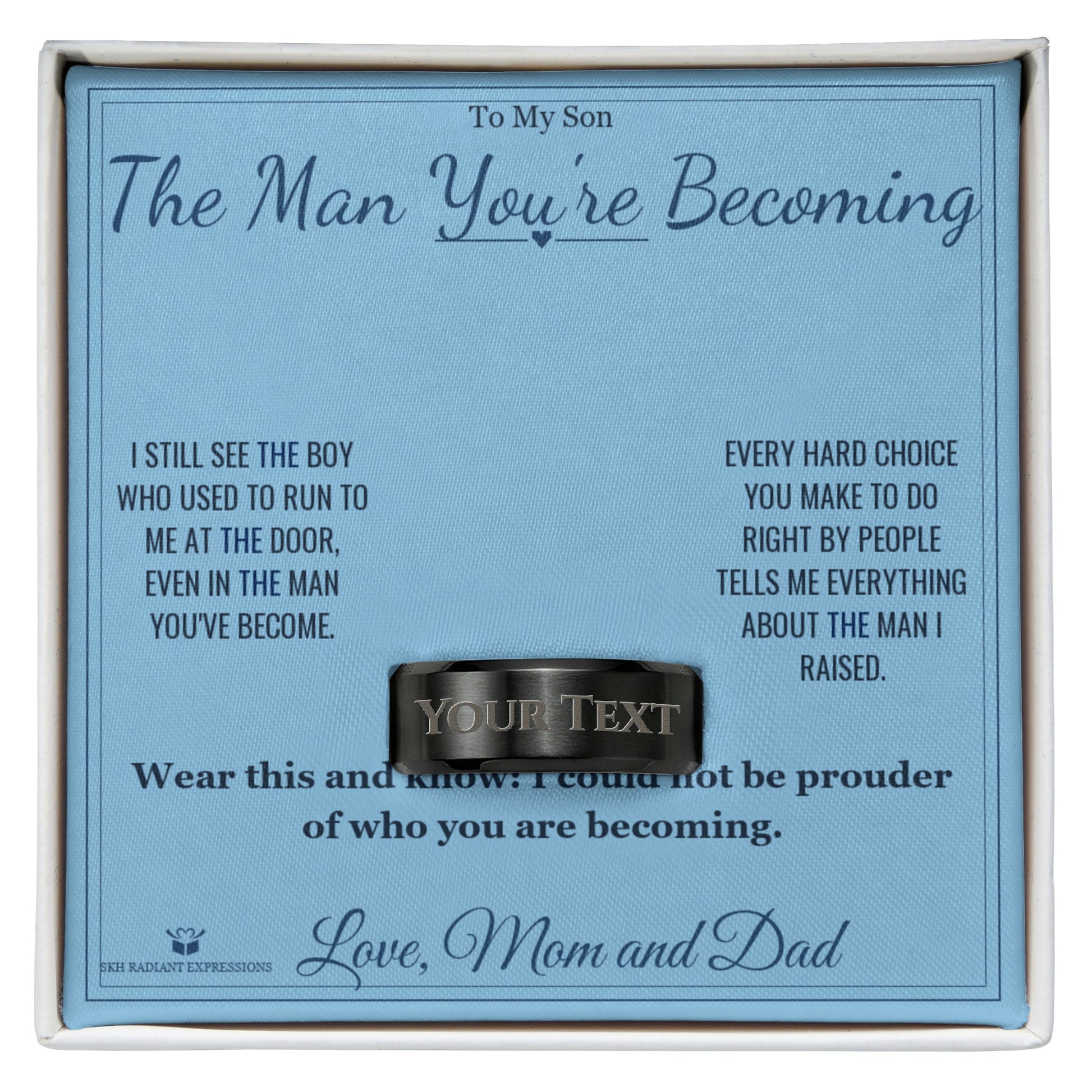 Engraved Engraved Men's Ring with message for son