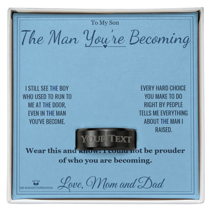 Engraved Engraved Men's Ring with message for son