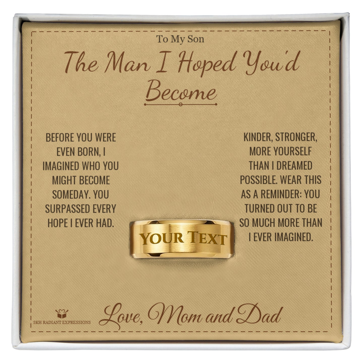 Engraved Men's Ring gift box, ready to give to son