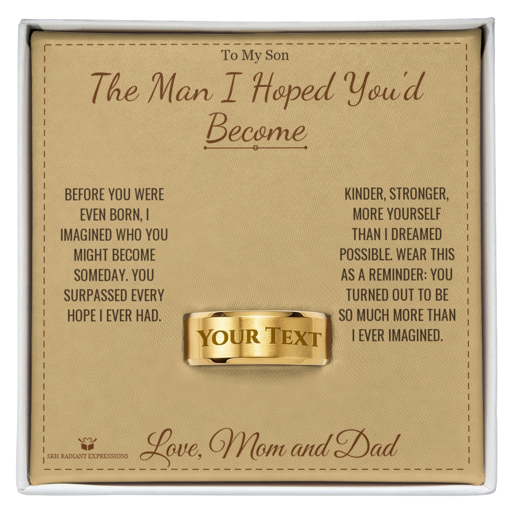 Engraved Men's Ring gift box, ready to give to son