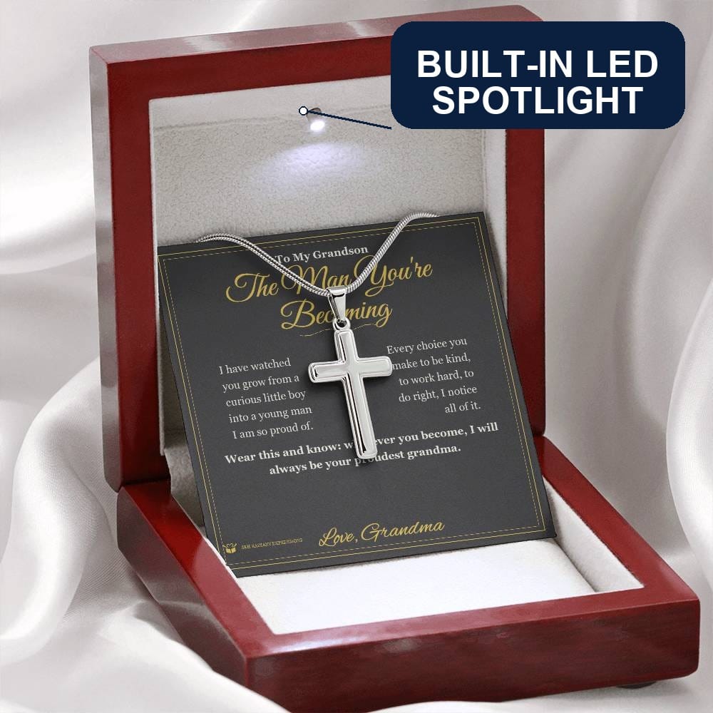 Artisan Cross Necklace gift for grandson from Grandma