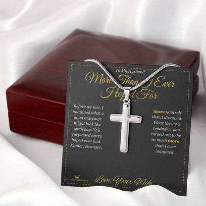 Personalized Artisan Cross Necklace for husband