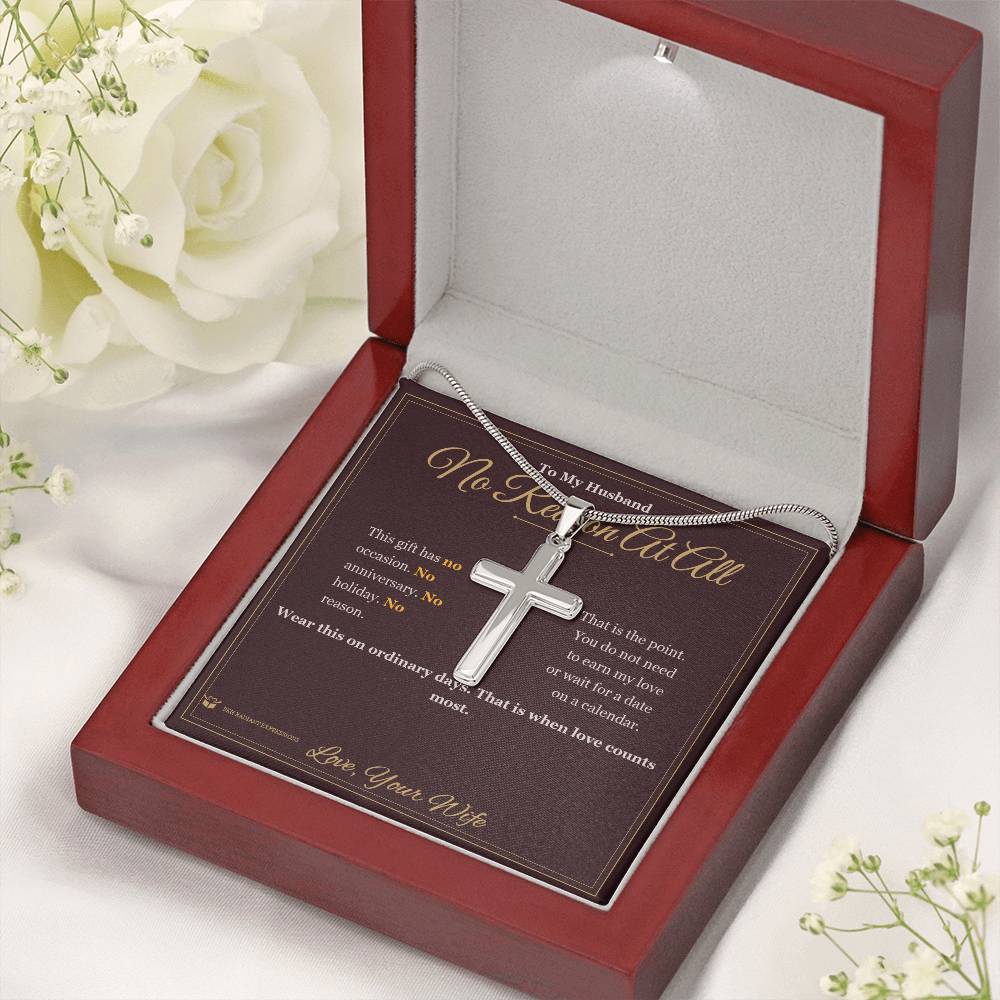 Personalized Artisan Cross Necklace for husband