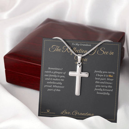 Personalized Artisan Cross Necklace for grandson
