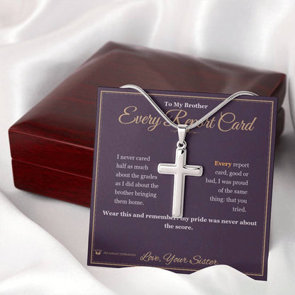 Personalized Artisan Cross Necklace for brother