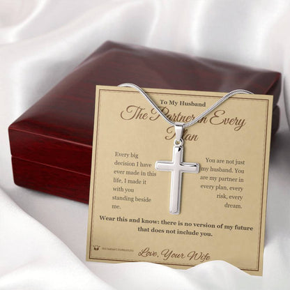 Personalized Artisan Cross Necklace for husband