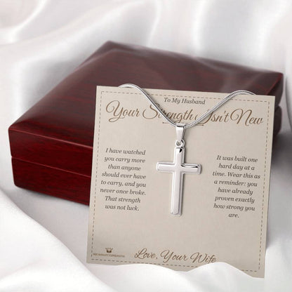 Personalized Artisan Cross Necklace for husband
