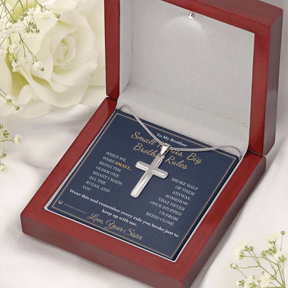 Personalized Artisan Cross Necklace for brother