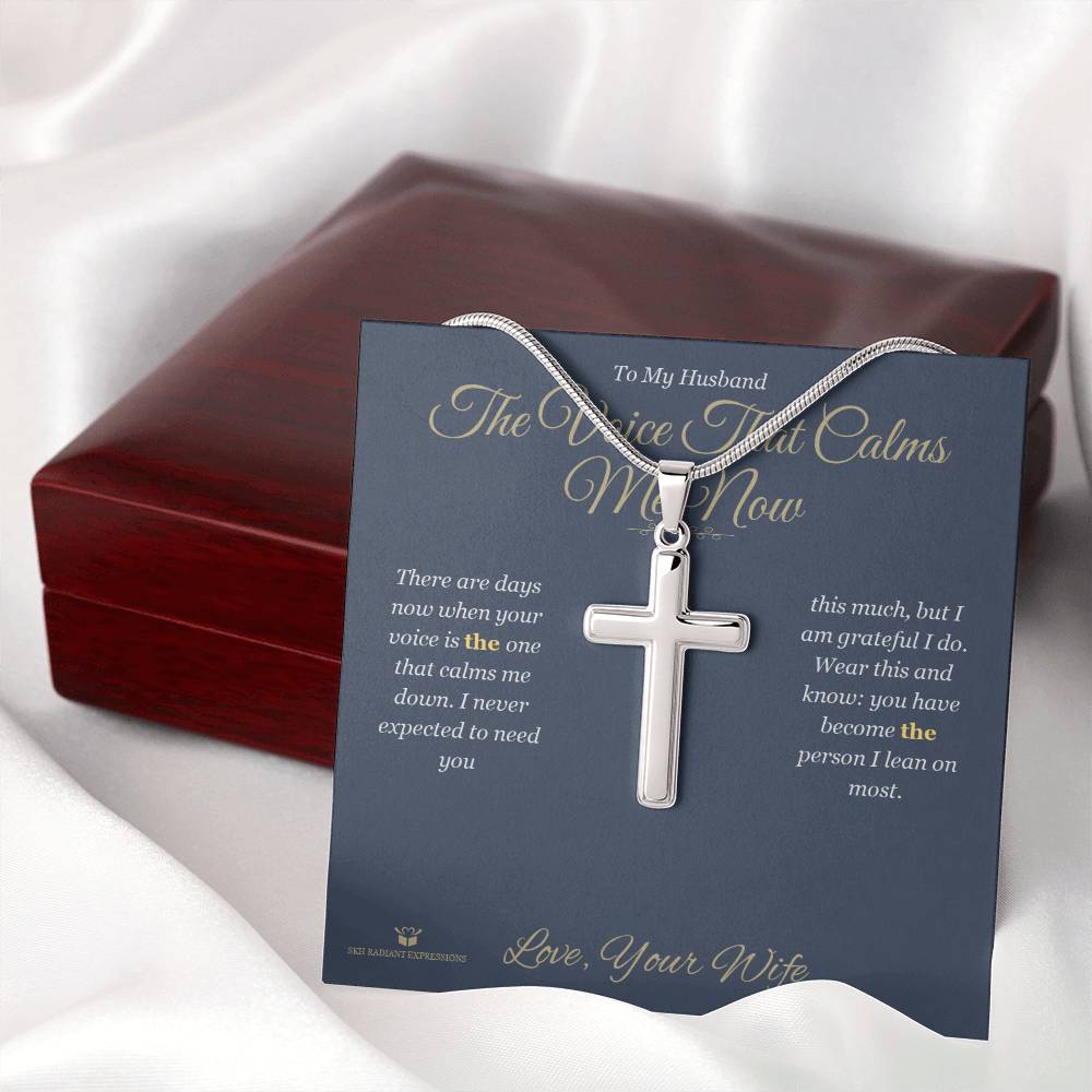 Personalized Artisan Cross Necklace for husband