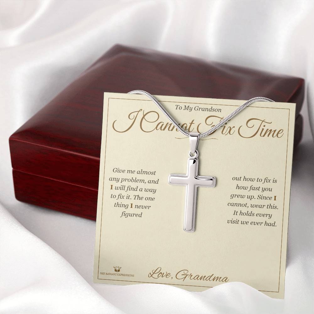 Personalized Artisan Cross Necklace for grandson