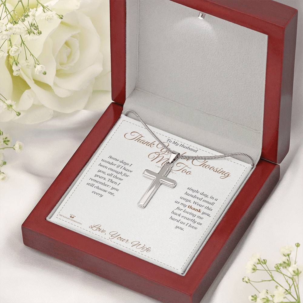 Personalized Artisan Cross Necklace for husband