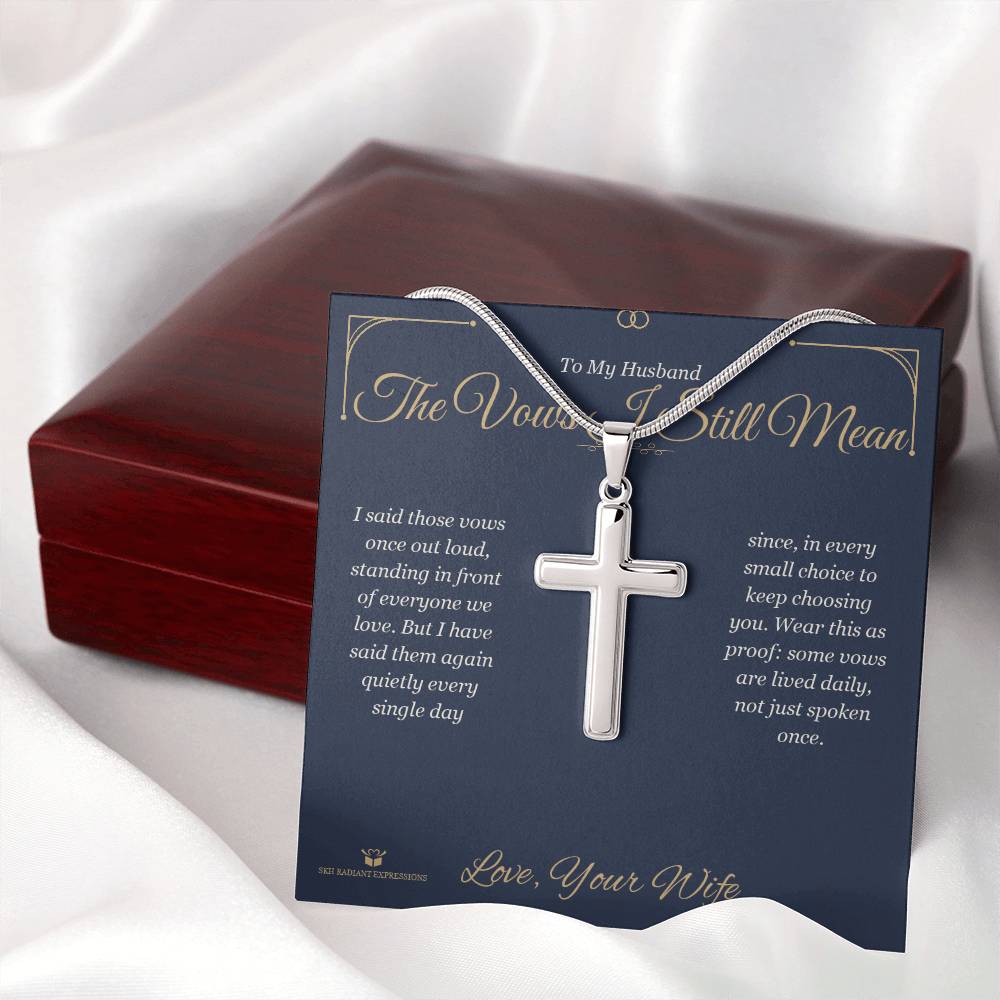 Personalized Artisan Cross Necklace for husband