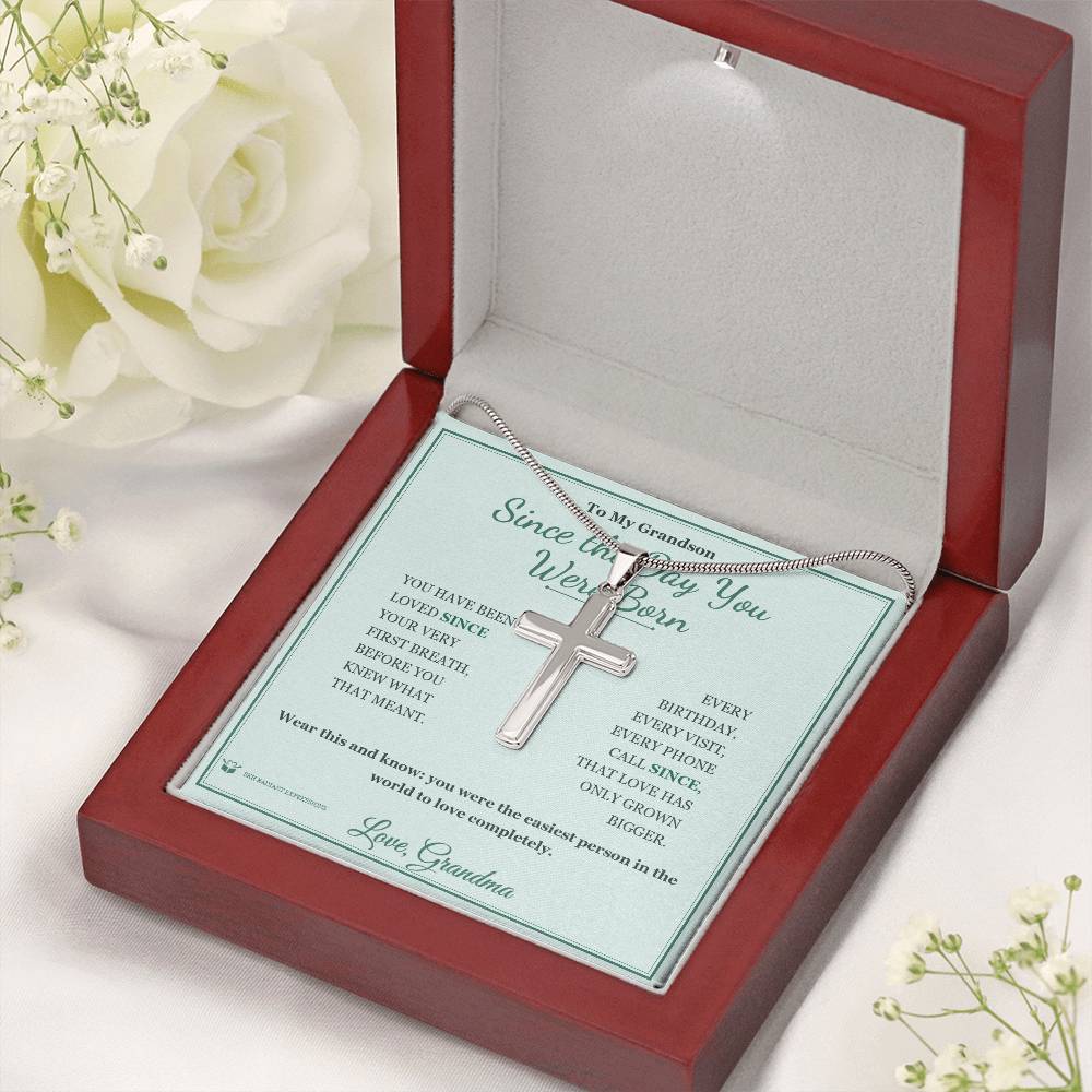 Personalized Artisan Cross Necklace for grandson
