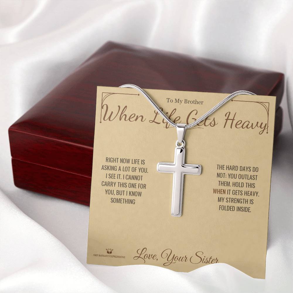 Personalized Artisan Cross Necklace for brother
