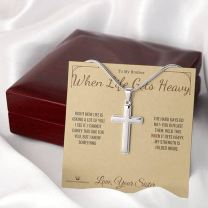 Personalized Artisan Cross Necklace for brother