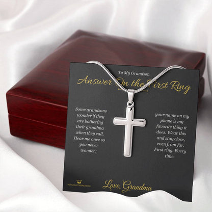 Personalized Artisan Cross Necklace for grandson