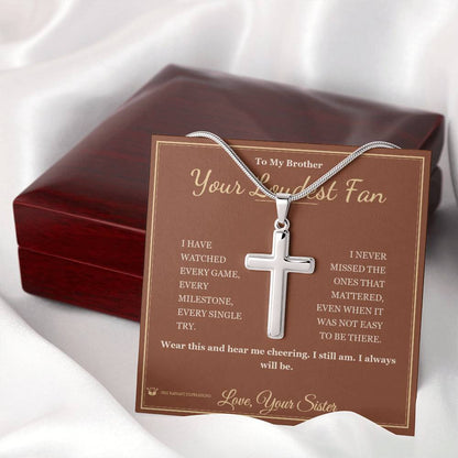 Personalized Artisan Cross Necklace for brother