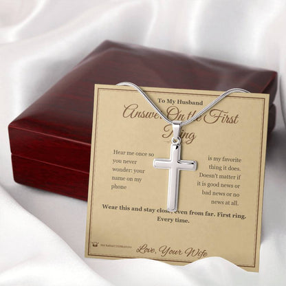 Personalized Artisan Cross Necklace for husband