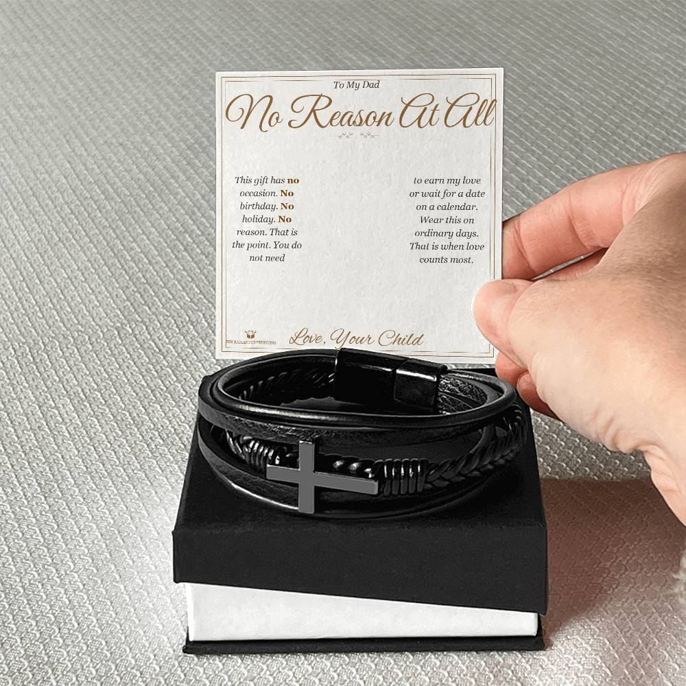 Men's Cross Bracelet with personalized message card for dad