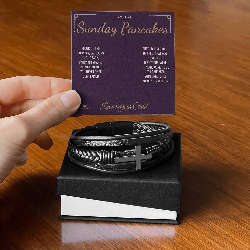 Men's Cross Bracelet with personalized message card for dad
