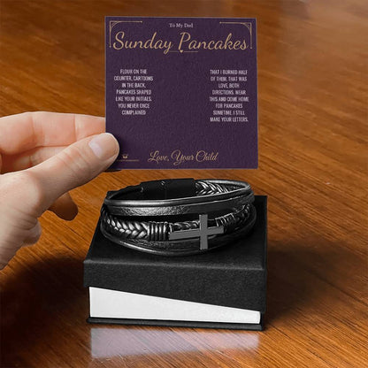 Men's Cross Bracelet with personalized message card for dad